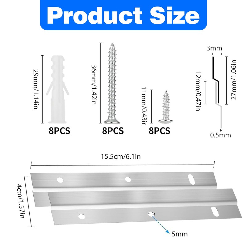 Wjelet 15.5 CM Z Bar Hanger, Interlocking Wall Mounting Bracket