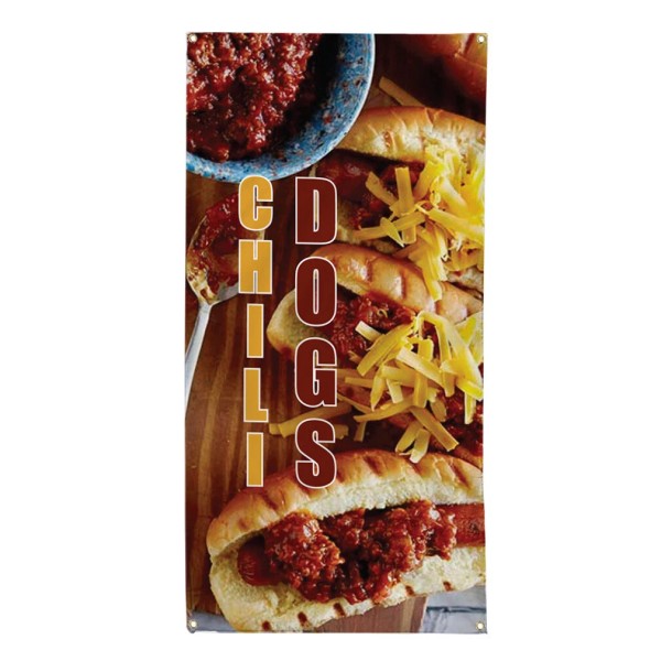 genetic/unbranded Vertical Vinyl Banner Multiple Sizes Chili Dogs Food and