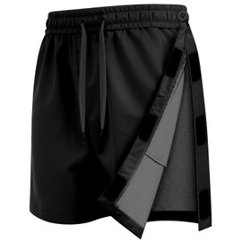 Unisex Tear Away Shorts Breakaway Athletic Shorts with Pockets Post Hip Knee Surgery Recovery Shorts for Men & Women (3X-Large, Black)