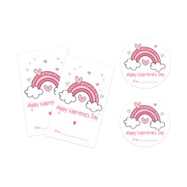 Valentine Stickers Set，Happy Valentine's Day, Valentine Envelope Seals, Gift Box, Snack Packaging Stickers, 2 Styles 20 Adhesive Labels Each，Party Supplies & Favors for Valentine - A04