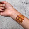 4 x 'Kawaii Cheeseburger' Temporary Tattoos - Water Resistant, Skin-Safe,