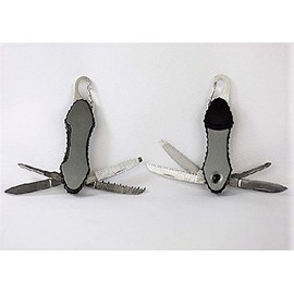 Multi-Tool Knife with LED Flashlight and Carabiner Hook (2 Pack)