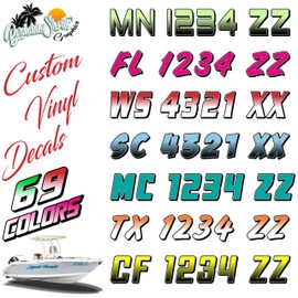 Boat Registration Numbers (Two Pack) Custom Marine Vinyl Sticker Decals X2 GR