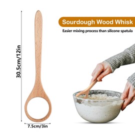 Wbgraceful Wooden Danish Dough Whisk, Bread Wisking Tool, Sourdough Whisk, Dough Mixer, Suitable for Home and Bakery Sourdough Bread Baking Supplies Sourdough Scoring Tool Sourdough Whisk Danish Whisk