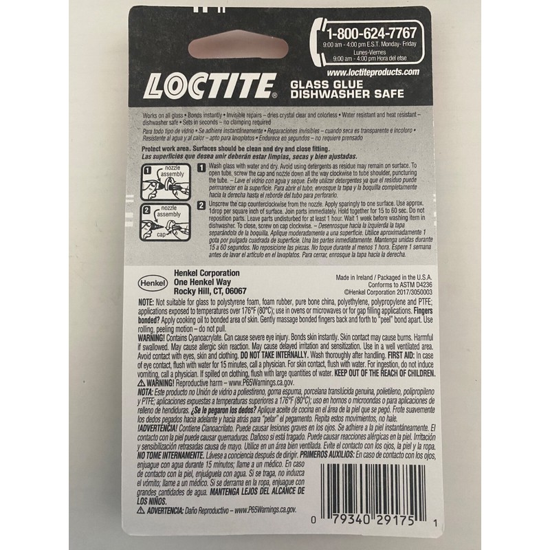 LOCTITE Super Glass & Metal Glue Clear Dishwasher Safe Fast