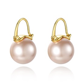 Pink Pearl Earrings Sterling Silver Pearl Drop Earrings Jewellery for Mum Grandma Pearl Earrings for Women Birthday, Sterling Silver, No Gemstone