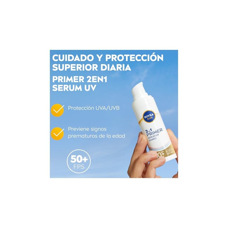 NIVEA Sun Primer 2en1 UV Serum 30ml, Prebase de maquillaje