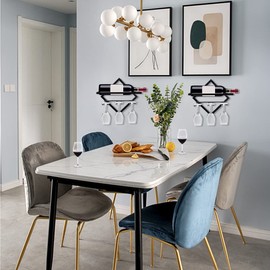 FOSTERSOURCE 2Pcs Wine Rack Wall Mounted Wine Glass Holder Hanging Wine Bottle Organizer Storage for Home Kitchen Bar Decor