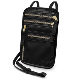 HERO Neck Wallet – RFID Blocking Vegan Leather Passport Holder & Travel Pouch (Black)