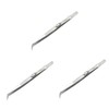 Beavorty 3pcs Steel Elbow Tweezers Set Professional Pointed Tweezers for