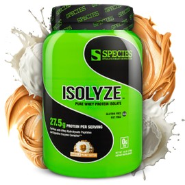 Species Nutrition Species Nutrition Isolyze Whey Protein Powder, 100% Whey Isolate for Muscle Building, 27.5g Protein Per Scoop, No Sugar & Low Fat (Vanilla Peanut Butter, 22 Servings)