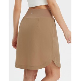 BALEAF Skorts for Woman 20" Athletic Skirts Knee Length Long Tennis Golf Pickleball Hiking Casual Skort Zipper Pockets UPF50+ Brown M