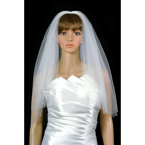 Velvet Bridal Bridal Veil White 2 Tiers Elbow Length Edge