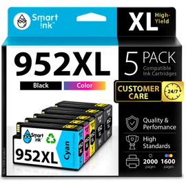Smart Ink Compatible Ink Cartridges Replacement for HP952XL 952 XL 2 Black and Cyan/Magenta/Yellow (5 Combo Pack) to use with HP OfficeJet Pro 8710 7740 8720 8715 8210 8703 OfficeJet 8702 Printers
