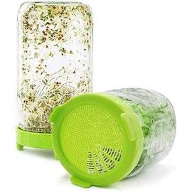 2Pcs Blue and Green Sproutings Lid jar Sproutings Lids Plastic Sprouting Lid with Stainless Steel Screen for Wide Mouth to Grow Beans Sprouts Jars Canning Kitchen and Dining