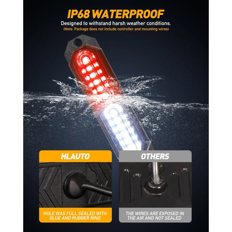 Emergency Strobe Grille Lights 8pcs 12 LED Sync Feature Ultra