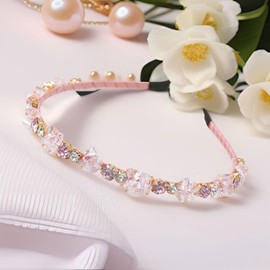 Women's Pink Crystal Headband Headpiece Hair Accessories Sparkling Rhinestone Headband for Women and Girls