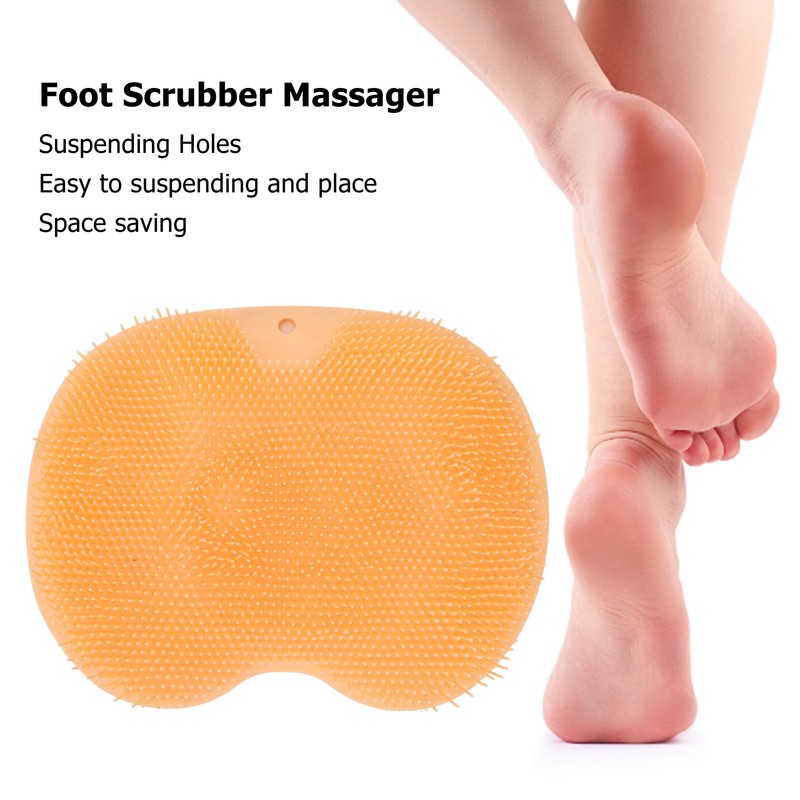 Foot Scrubber Massager with Suction Cups Orange Soft Foldable Shower
