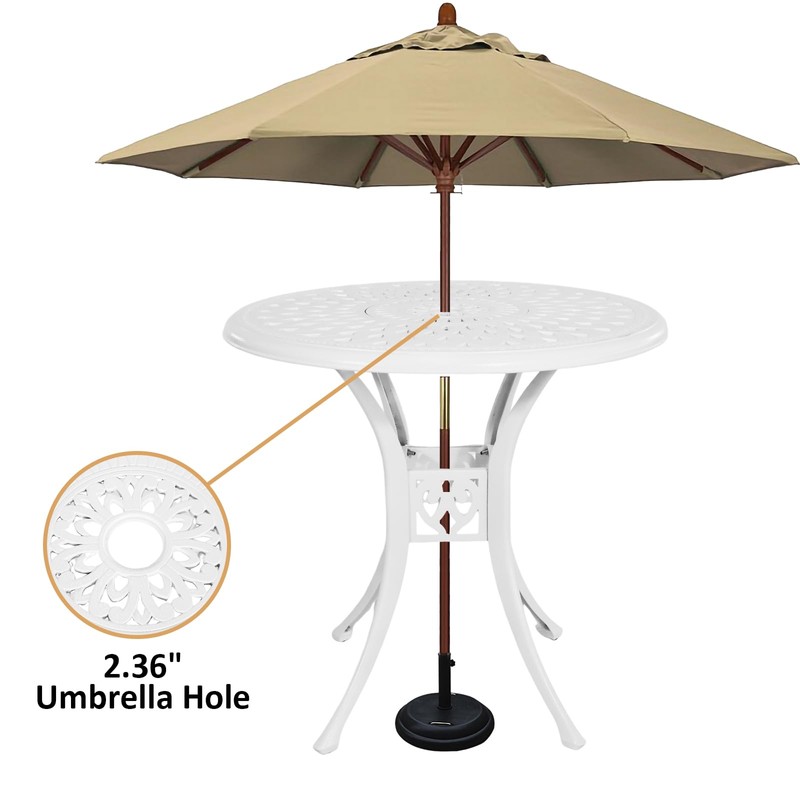 PATIO-IN 30.7" Cast Aluminum Round Patio Table, Patio Dining Table