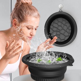 SogYupk Face Bowl for Ice with Built Foldable, Durable Silicone Design for Face Ice Baths & Beauty Care - Facial Ice Therapy for Skin Tightening. (Black)
