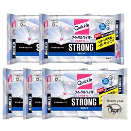 Kao Quickle Wiper 3D Suction Wet Sheet, Strong, Floor Cleaning Tools, Set of 5, Includes Kunutonn Original Logo e