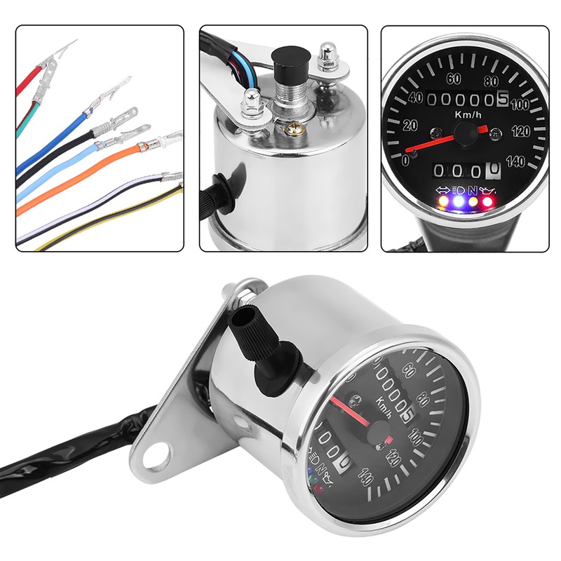 65mm Black Face LED Mechanical Motorcycle Speedometer Odometer Gauge with