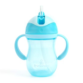 Primo Passi Straw Cup for Kids | Baby Cup with Straw for Baby and Toddler with Double Handle| BPA Free, No Spill Safe Learner Bottle, 9oz/12 Months+ (Blue)