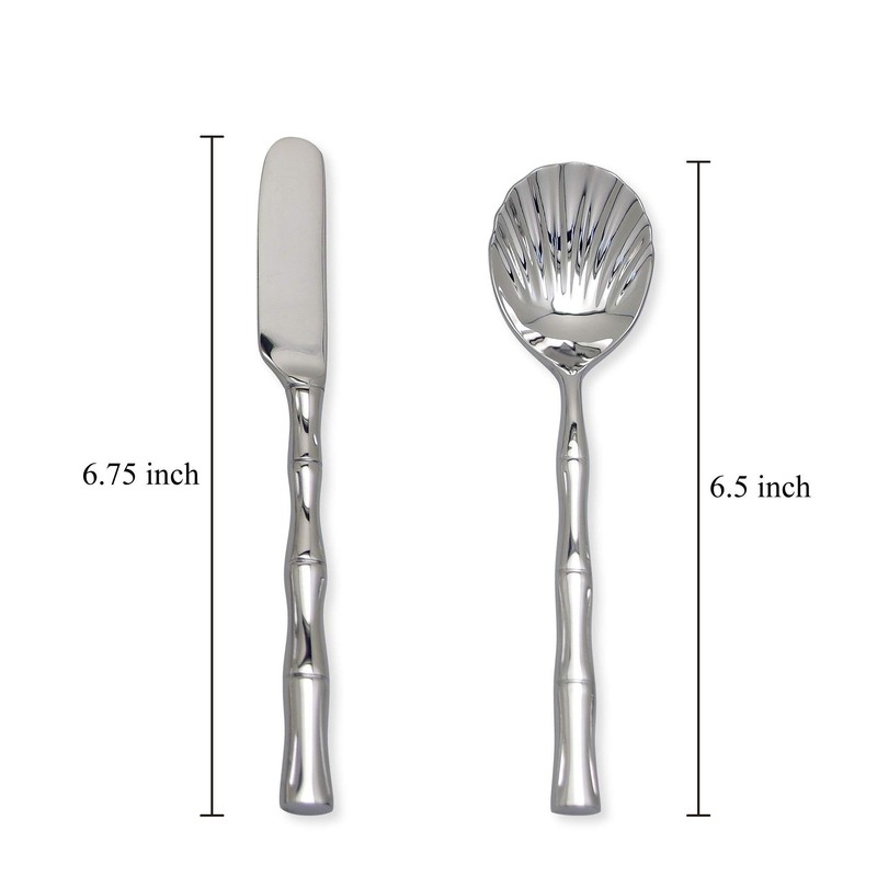 UPware 6-Piece 18/8 Stainless Steel Sugar Spoon Set with Bamboo