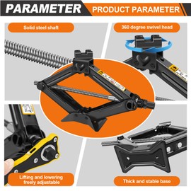 Car Jack Kit | Scissor Jack for Car 2 Ton / 4,409 lbs - Portable Tire Jack Tool Kit | Ideal for SUV and Auto - Universal Car Emergency Kit (Scissor Jack+Lug Wrench) - Women/Elderly Friendly
