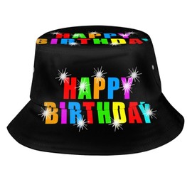 Happy Birthday Printed Bucket Hats Beach Sun Hat for Unisex Summer Travel Outdoor Cap