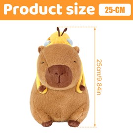 KQWVZ Capybara Cuddly Toy, 25 cm Capybara Plush Toy with Bee Backpack, Water Pig Cuddly Toy, Kapibara Doll Cushion, for Home Decoration Girls and Boys, Large Birthday Gift for Children