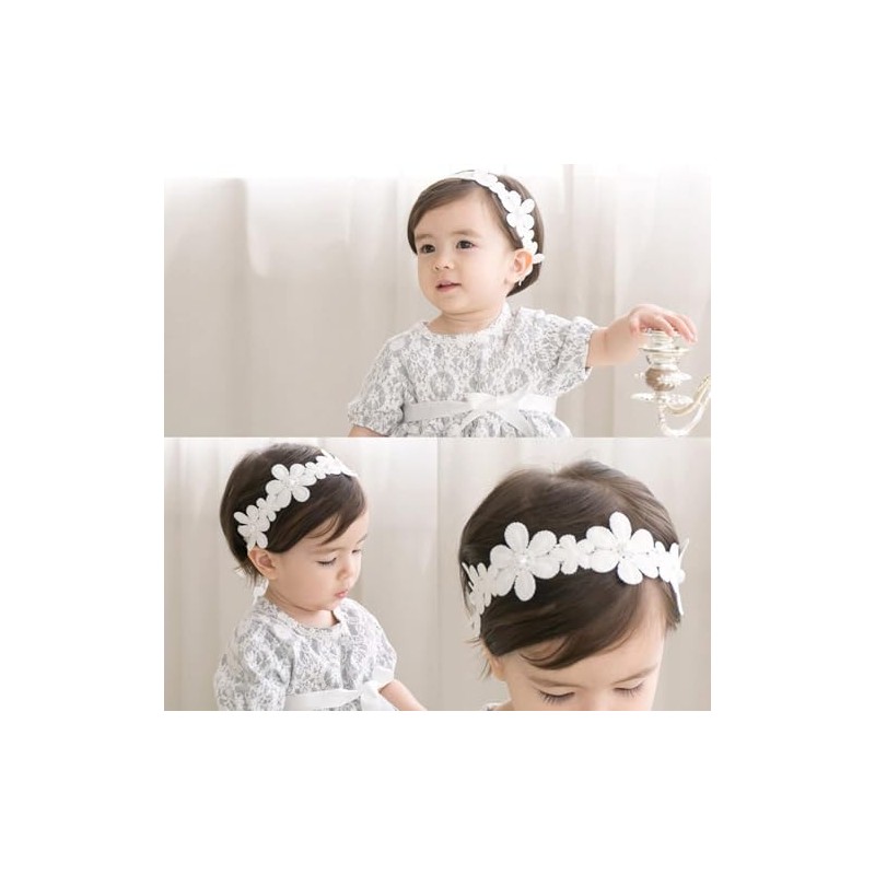 Diadema de Encaje Suave con Nudo de Lazo, 4 Pcs