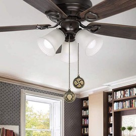 ZE-268S6- Ceiling Fan Pull Chain Fan Pulls Light and Fan Decorative Room Accessories 2pcs Beaded Ball Fan Pull Chain, 13.6 Inches Fan Pulls Set with Connector for Ceiling Fan Light and Lamps,Bronze