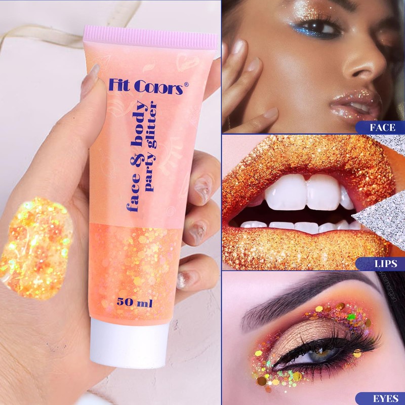 Body Glitter Gel, Festival Glitter Face, 50 ml Glitter Liquid