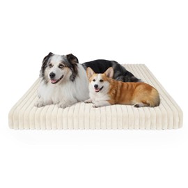 YUUHENG Chicute Waterproof Orthopedic XL Dog Bed, Egg Foam Supportive Dog Crate Beds with Washable Cover, Corduroy Fleece Super Soft Pet Bed Furniture for Indoors (41" x 27", Beige)