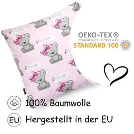 PinkZebra Children's Girls' Pillowcase 40 x 40 cm 100% Cotton Pillow Case Oeko-Tex Standard 100 Children's Covers with Zip It's a Girl