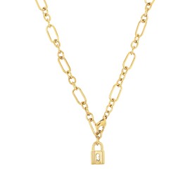 s.Oliver 2032521 Women's Necklace with Pendant Stainless Steel 50 cm Gold Lock Comes in Jewellery Gift Box, Stainless Steel, No Gemstone