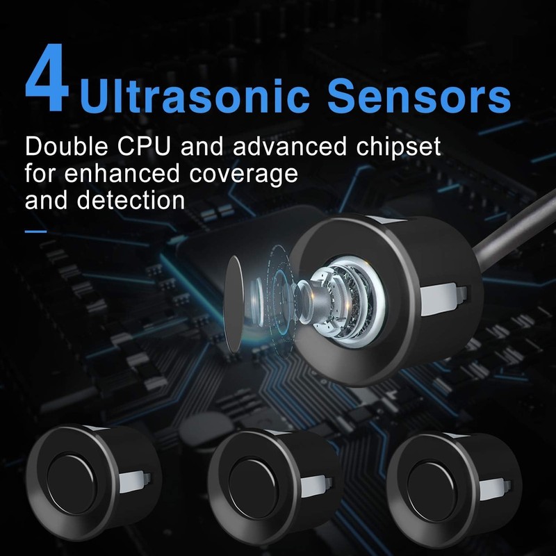 ASVEGE Rückfahr Radar LED Parksensor,Halbmond 4 Sensor, Rückfahrsicherung, Parkradar Monitorsystem