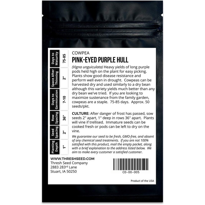 Pink-Eyed Purple Hull Cowpea - 50 Seeds