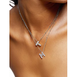 PIYIZ Bubble Necklace Letter D Pendant with Dainty Choker Chain 16"-18" Trendy Initial Jewelry for Women