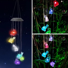 UN Cat Colorful Hanging Solar Led Wind Chimes Waterproo-f Wind Chimes Memorial Gift