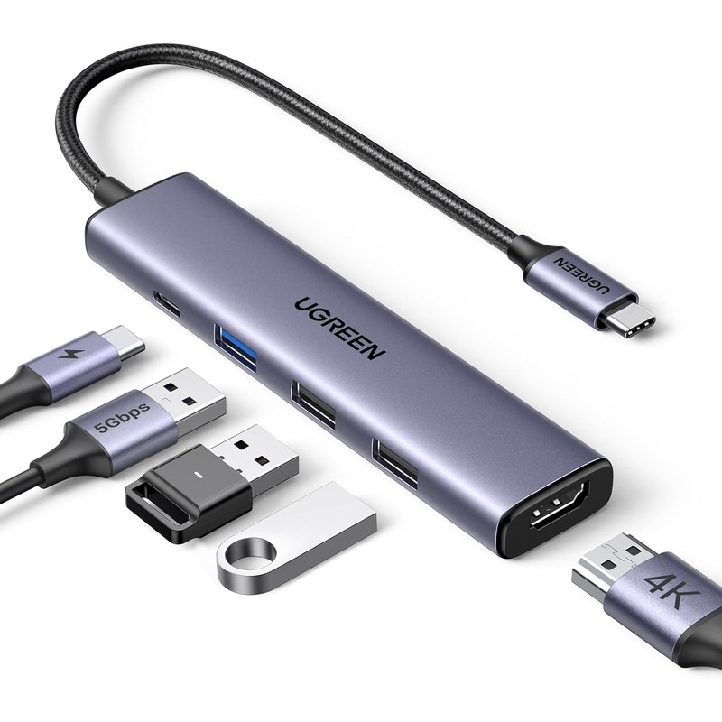 UGREEN Revodok USB C Hub,5 en 1 Adaptador de Aluminio