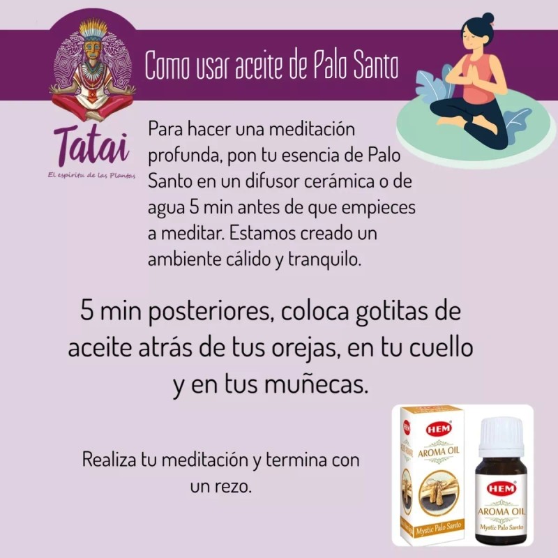 Tatai Aceite Aromático Palo Santo 10ml 1 Frasco