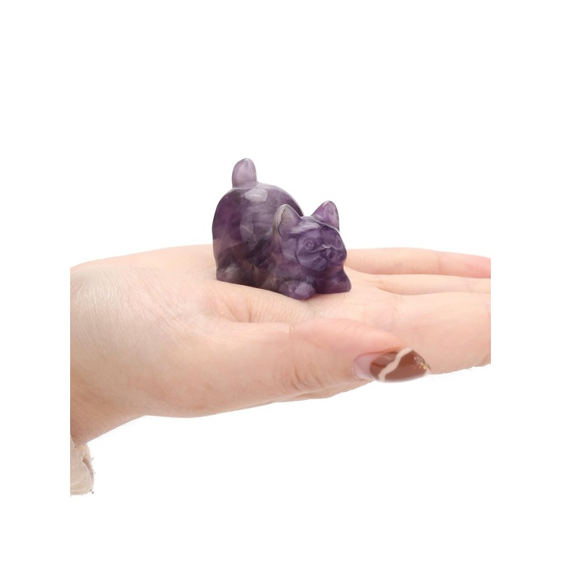 JSDDE Amethyst Crystal Cat Figurine for Cat Lovers Cute Gemstone