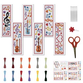 FREEBLOSS 6 Set Phonetic Symbol Cross Stitch Bookmark Kits DIY Bookmarks Cross Stitch Kits,Stamped Embroidery Bookmarks Counted Cross Stitch Kit for Beginners Adults 22 * 8cm
