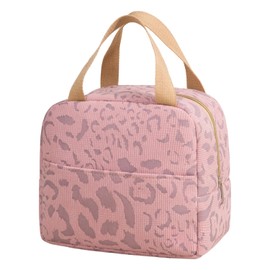 Wuneiox Lunch Bag, with Front Pocket, Pink Ink Ladies Lunch Bag, Large Capacity for Work School Outdoor, Reusable Leakproof Thermal Cooler Bags, Picnic Travel Beach Gifts for Women Her Wife