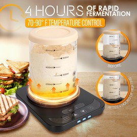 Aimoptg 2025 Upgrade Sourdough Starter Warmer, Precise 1°F Thermostat Control (70-100°F) sourdough warmer, Smart memory Sourdough Warming Mat for homemade bread sourdough, 0-12H Timer, °C/°F Display