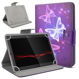 DETUOSI Universal 8.0 inch Tablet Case, 8.7 inch Tablet Cover, Travel Portable Protective Folio PU Leather Stand Shell Case【with 4 Fixed Rings】for All Kinds of 8.0-8.7 inch Android/iOS/Windows Tablets