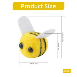 Notoke 20PCS Felt Bees Wool for Crafts Mini Bee Bumble Plush Fake Bees Decor for Bee Gender Reveal Decorations Clothing Hat Gift DIY Crafts Costume Accessories