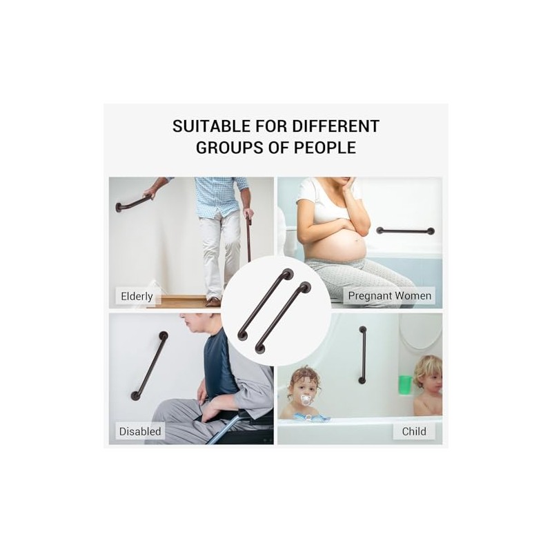 2 Pack Grab Bars for Wall Oil Brown, Safety Shower